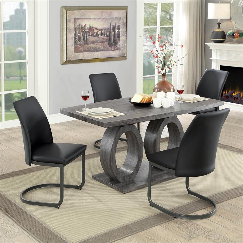 Gudra 2-Piece Wood Rectangle Gray Dining Table with Cleaning Kit Set