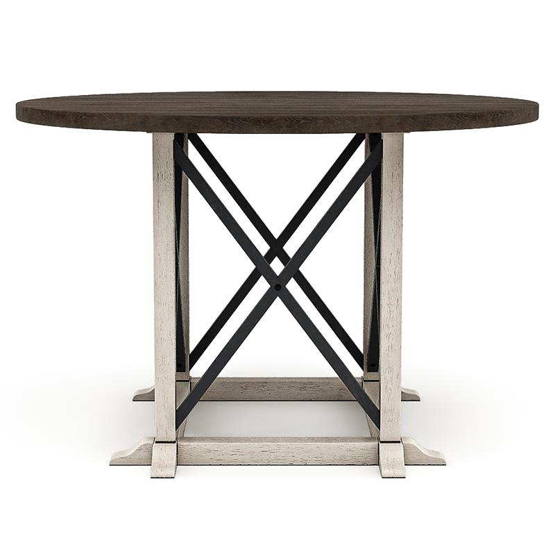 Furniture of America Knix Rustic Wood Round Dining Table in Antique White