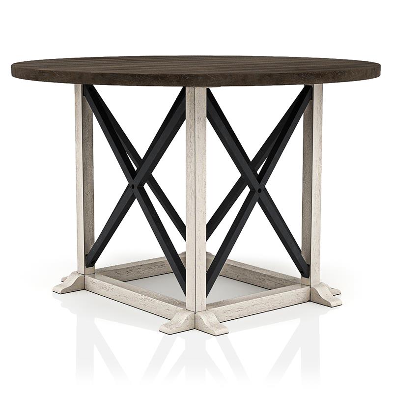 Furniture of America Knix Rustic Wood 5-Piece Dining Set in Antique White