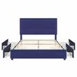 Furniture of America Tink Platform Fabric Full Bed with Drawers in Navy