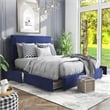 Furniture of America Tink Platform Fabric Full Bed with Drawers in Navy