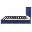 Furniture of America Tink Platform Fabric Queen Bed with Drawers in Navy