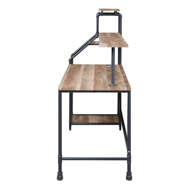 Furniture of America Landon Black Metal Desk with Reversible Bookcase