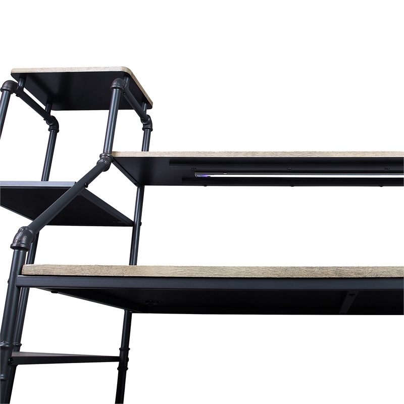 Furniture of America Landon Black Metal Desk with Reversible Bookcase