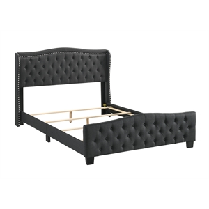 Furniture of America Trisha Dark Gray Full Button Tufted Fabric Upholstered Bed