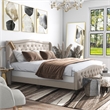 Furniture of America Trisha Ivory Full Button Tufted Fabric Upholstered Bed
