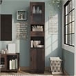 Furniture of America Jax Wood Multimedia Storage Tower Cabinet in Vintage Walnut