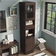 Furniture of America Jax Wood Multimedia Storage Tower Cabinet in Vintage Walnut