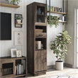 Furniture of America Jax Wood Multimedia Storage Tower Cabinet in Reclaimed Oak