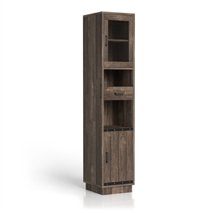 furniture of america jax rustic brown wood multimedia storage tower shelf