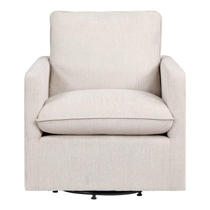 Furniture of America Olive Linen Fabric Swivel Armchair in Beige