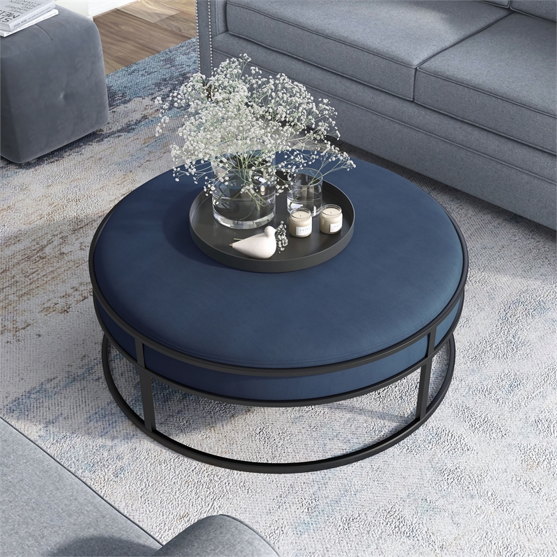 Furniture of America Olive Navy Velvet Fabric 39