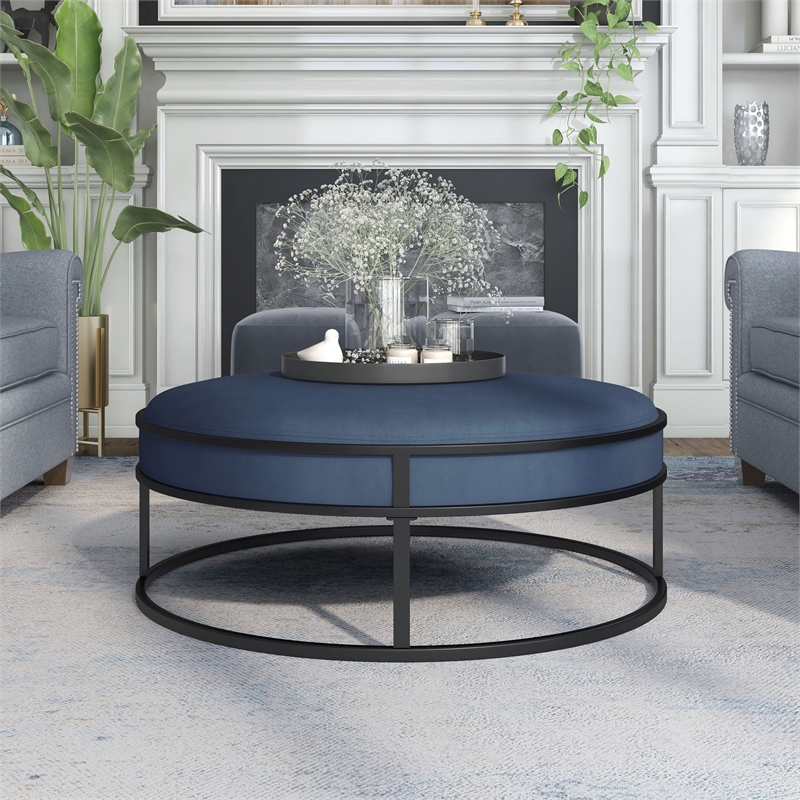 Furniture of America Olive Navy Velvet Fabric 39
