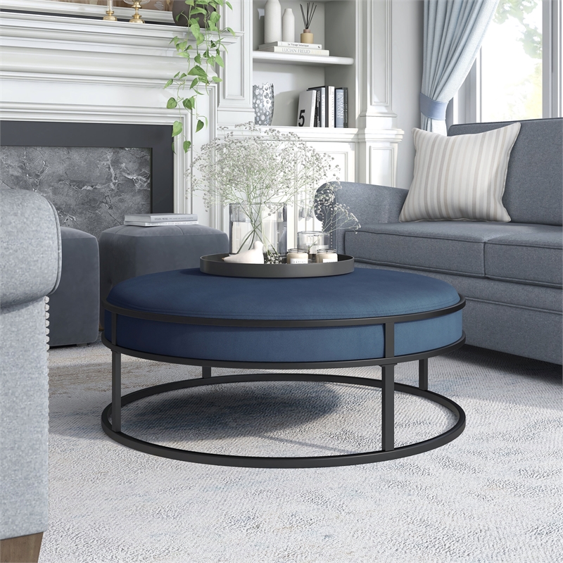 Furniture of America Olive Navy Velvet Fabric 39