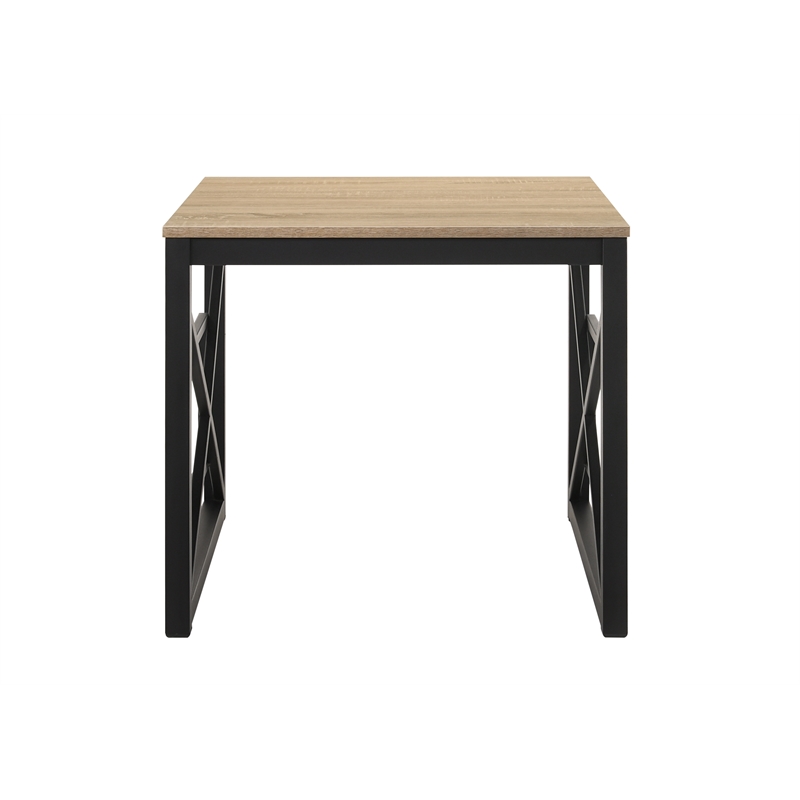 Furniture of America Olive Metal 2-Piece Coffee Table Set in Oak and Black