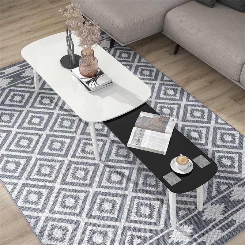 Furniture of America Jax Wood Nesting Coffee Table in White and Black