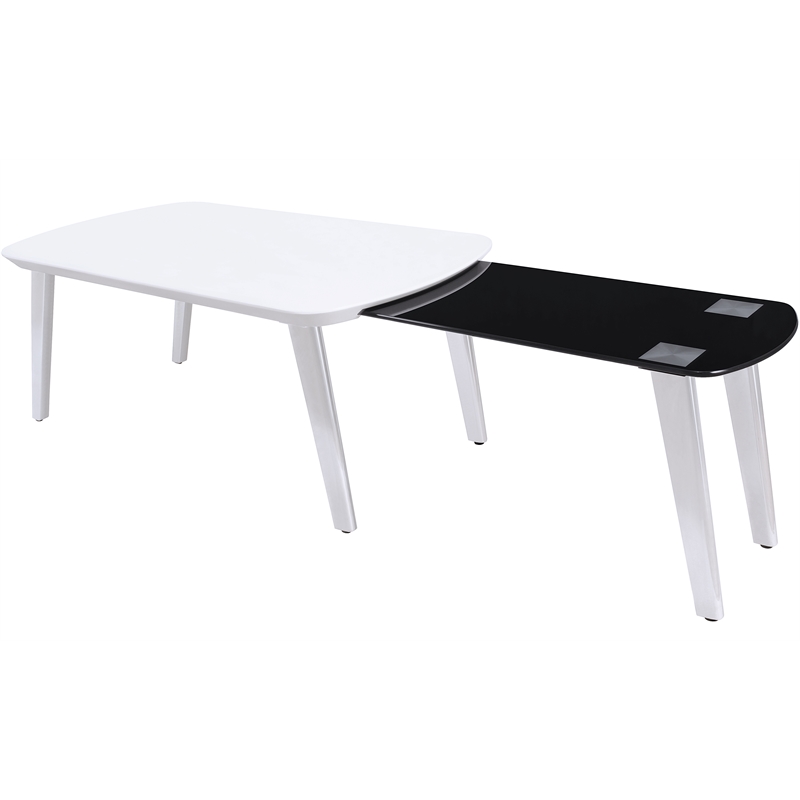 Furniture of America Jax Wood Nesting Coffee Table in White and Black