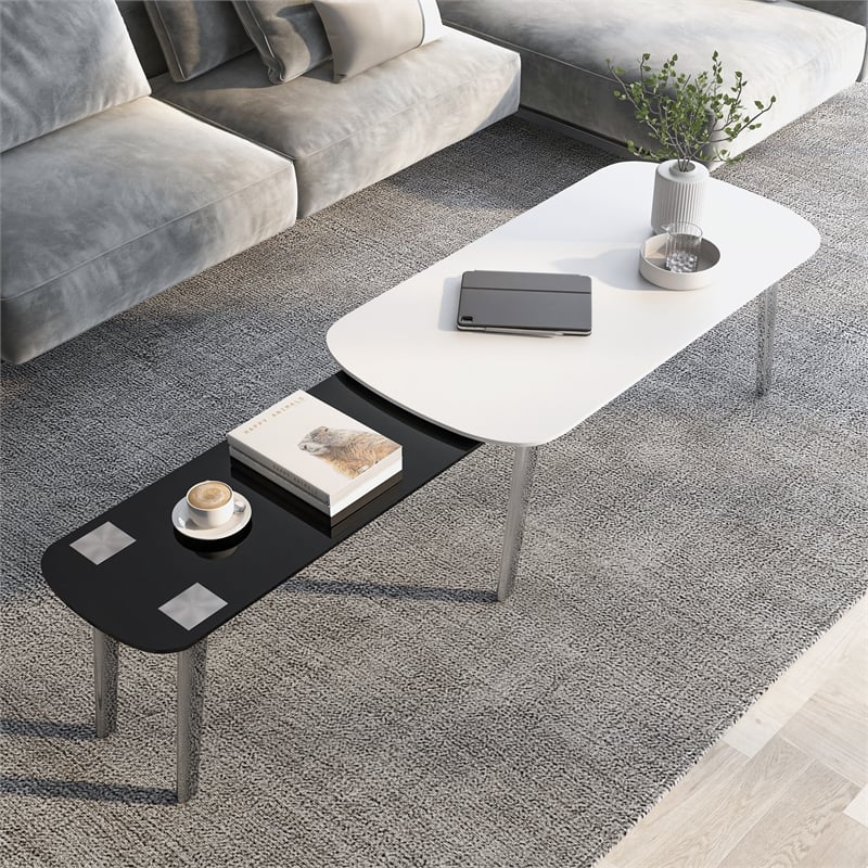 Furniture of America Jax Wood Nesting Coffee Table in White and Black