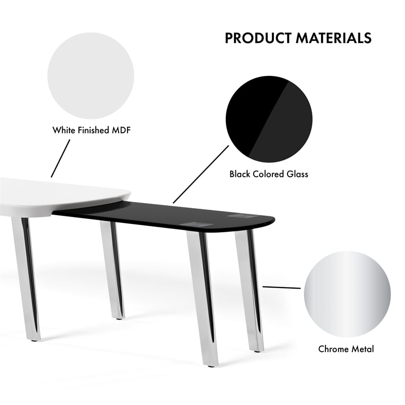 Furniture of America Jax Wood Nesting Coffee Table in White and Black