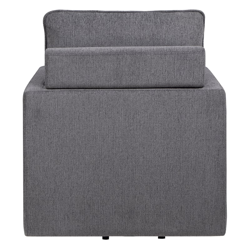 Furniture of America Olive Linen Fabric Swivel Armchair in Dark Gray