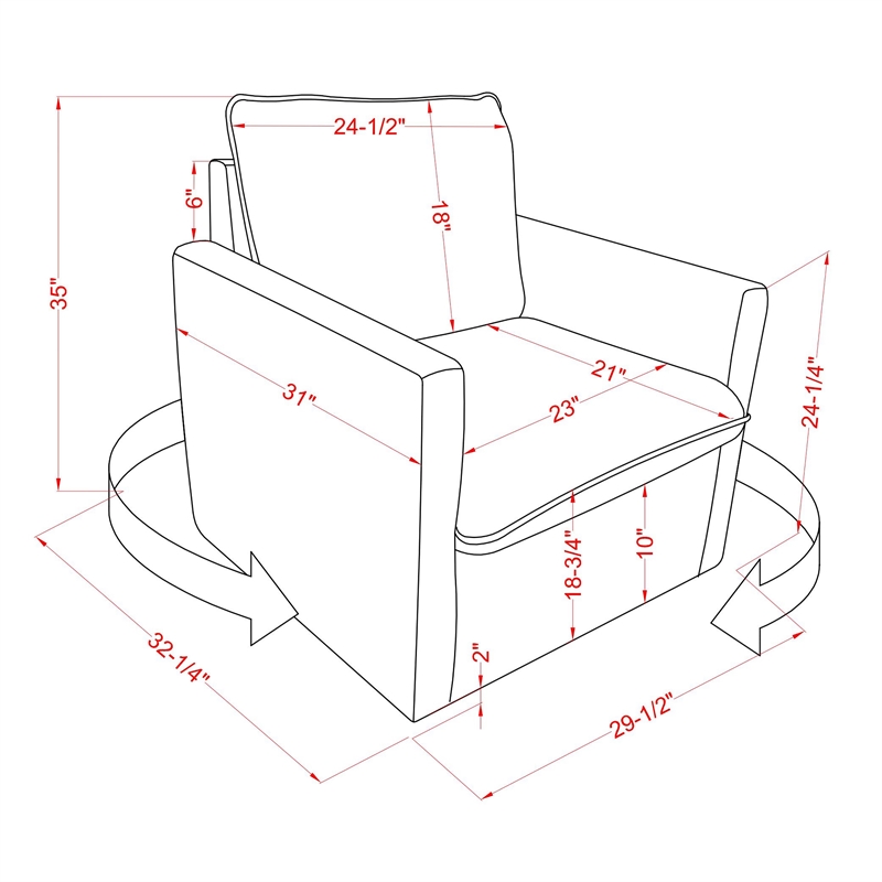 Furniture of America Olive Linen Fabric Swivel Armchair in Dark Gray