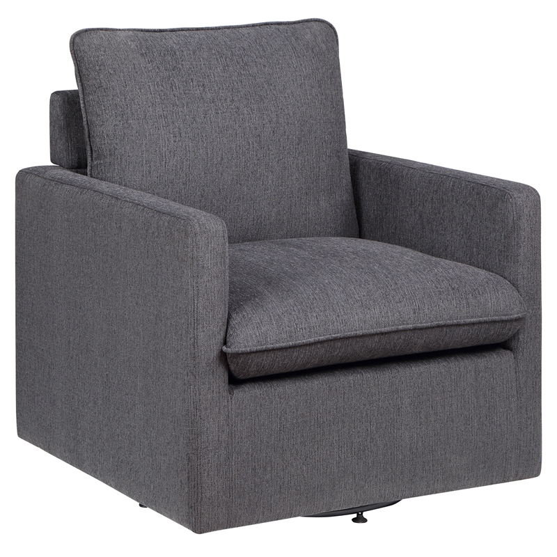 Furniture of America Olive Linen Fabric Swivel Armchair in Dark Gray