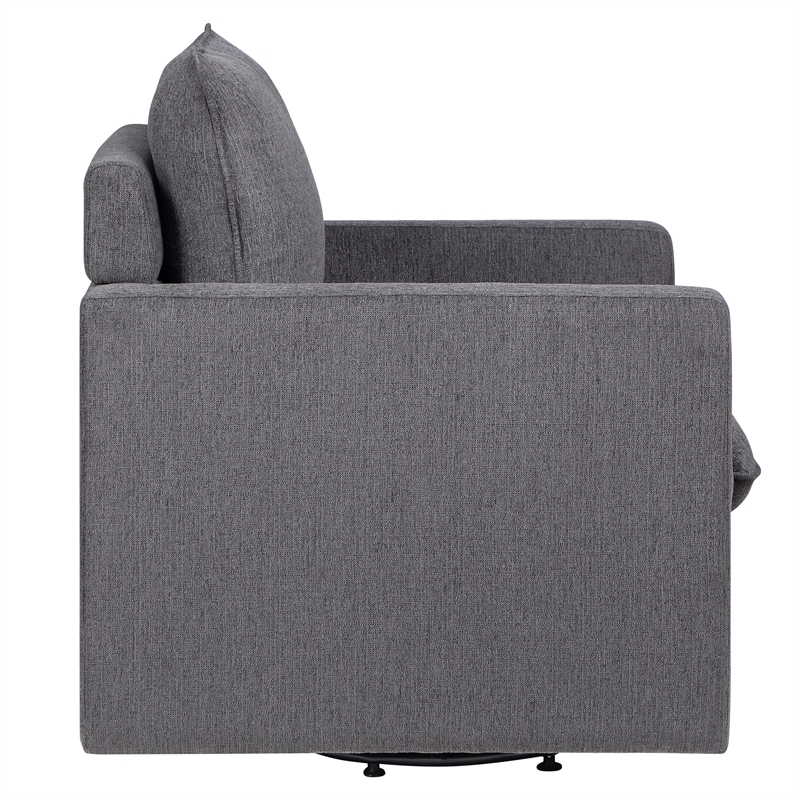 Furniture of America Olive Linen Fabric Swivel Armchair in Dark Gray