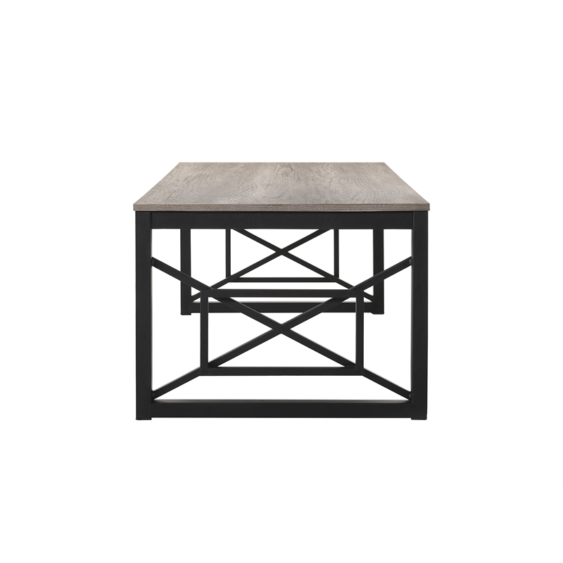 Furniture of America Olive Metal 2-Piece Coffee Table Set in Gray and Black