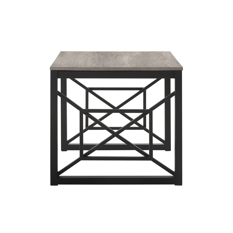 Furniture of America Olive Metal 2-Piece Coffee Table Set in Gray and Black