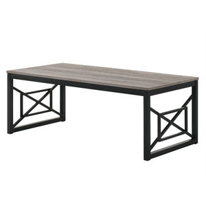 furniture of america olive 2-piece coffee table set in gray top and black metal
