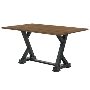 furniture of america tally drop leaf trestle dining table in gray wood finish