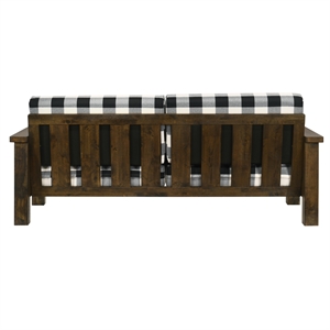Furniture of America Tally Brown Rustic Wood Finish and Plaid Fabric Sofa
