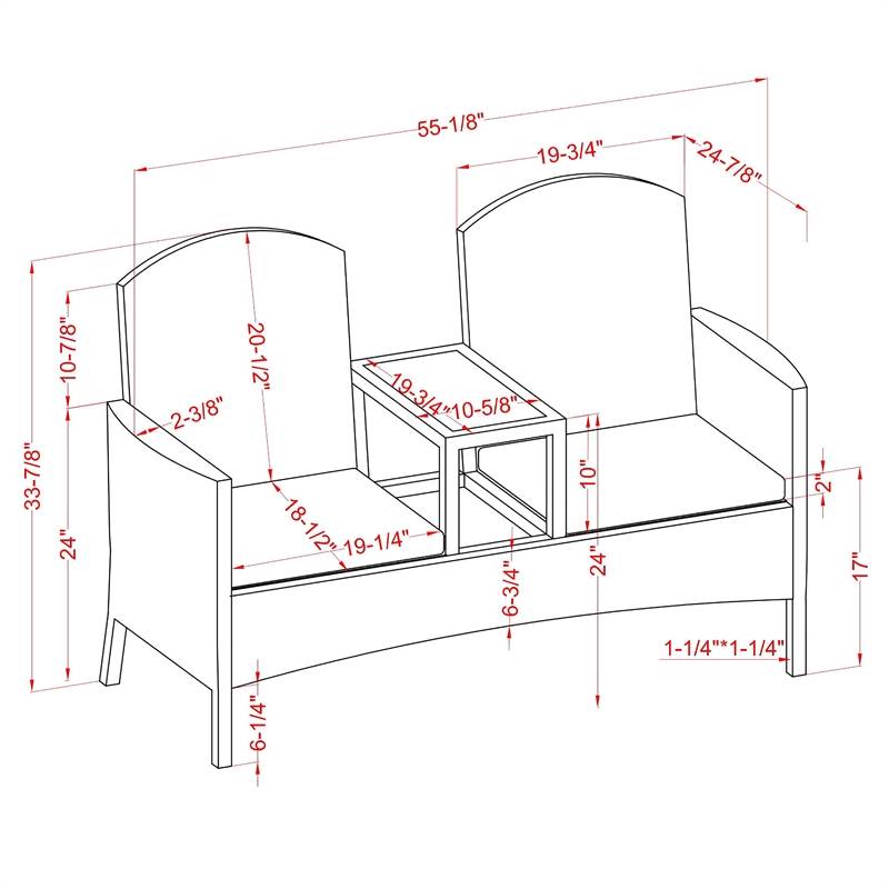 Furniture of America Azur Gray Metal Wicker Patio Conversation Loveseat