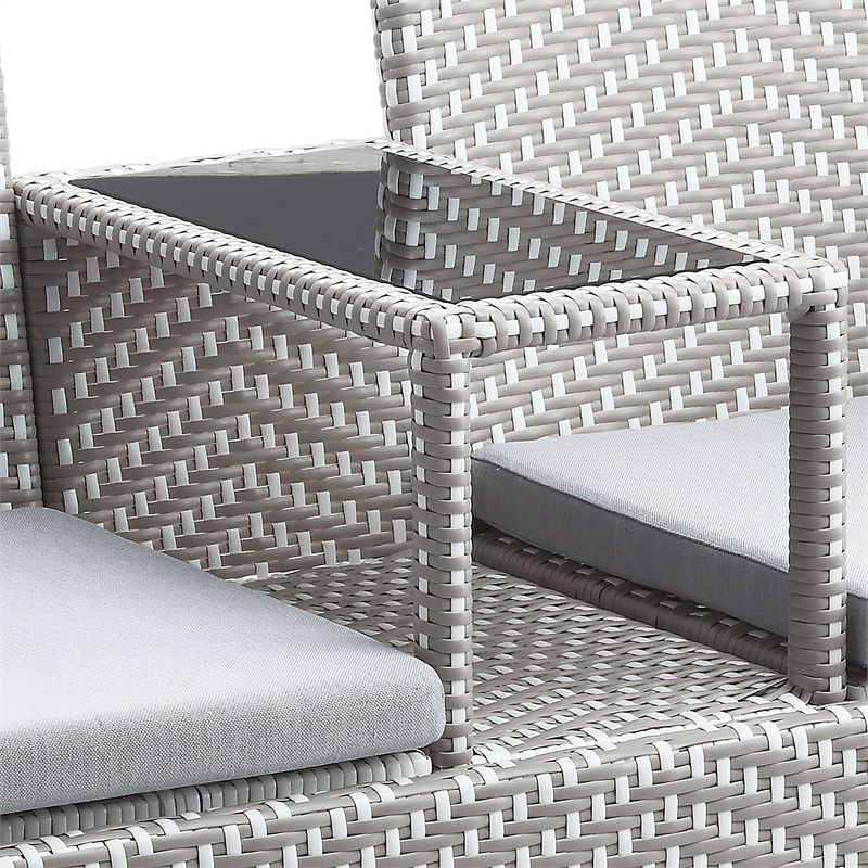 Furniture of America Azur Gray Metal Wicker Patio Conversation Loveseat