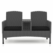 Furniture of America Azur Black Metal Wicker Patio Conversation Loveseat
