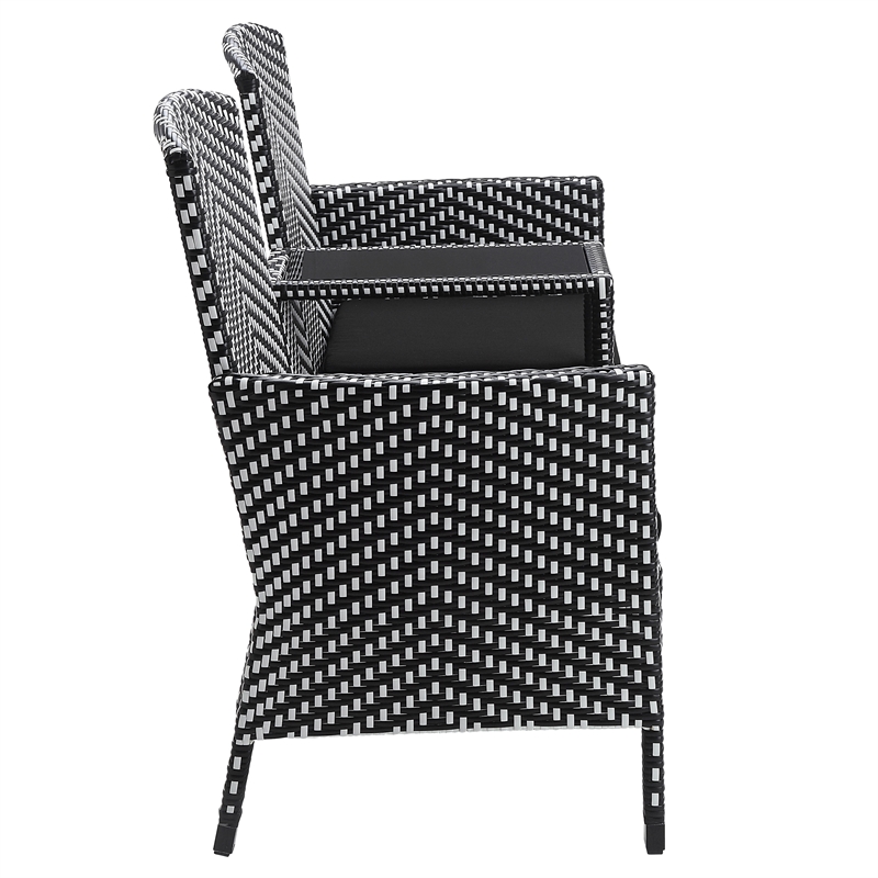 Furniture of America Azur Black Metal Wicker Patio Conversation Loveseat