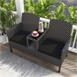Furniture of America Azur Black Metal Wicker Patio Conversation Loveseat
