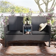 Furniture of America Azur Black Metal Wicker Patio Conversation Loveseat