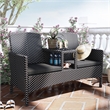Furniture of America Azur Black Metal Wicker Patio Conversation Loveseat