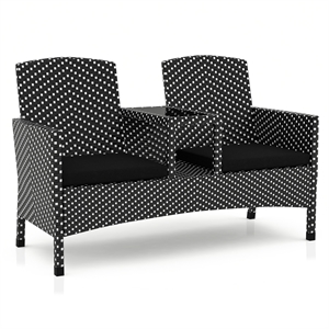 Furniture of America Azur Black Metal Wicker Patio Conversation Loveseat