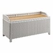 Furniture of America Azur Gray Poolside Outdoor Wicker Metal Storage Bench