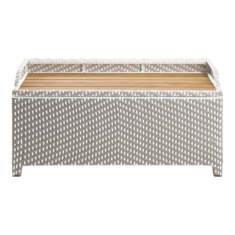 Furniture of America Azur Gray Poolside Outdoor Wicker Metal Storage Bench