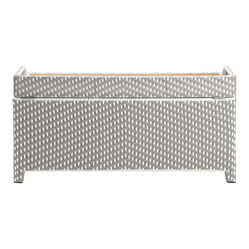 Furniture of America Azur Gray Poolside Outdoor Wicker Metal Storage Bench