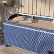 Furniture of America Azur Navy Poolside Outdoor Wicker Metal Storage Bench