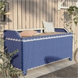 Furniture of America Azur Navy Poolside Outdoor Wicker Metal Storage Bench