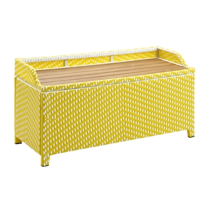 furniture of america azur yellow poolside outdoor wicker metal storage bench