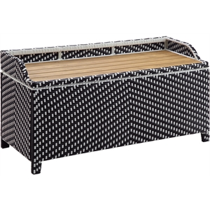 furniture of america azur black poolside outdoor wicker metal storage bench