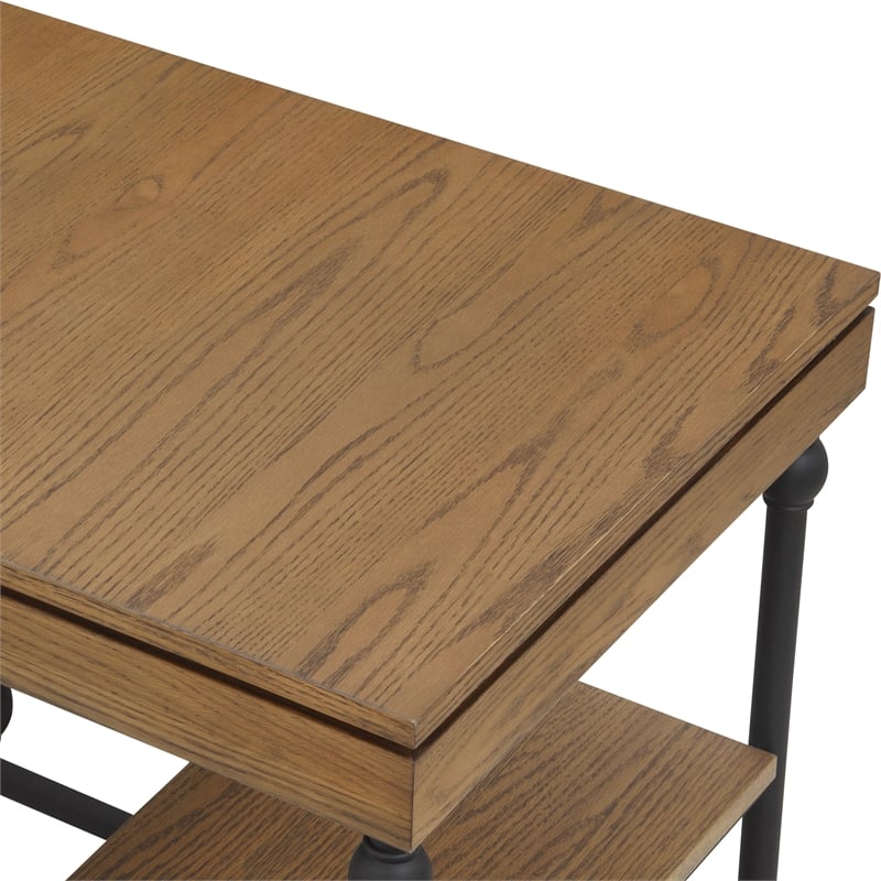 Furniture of America Diego L-shaped Wooden Desk in Brown Oak