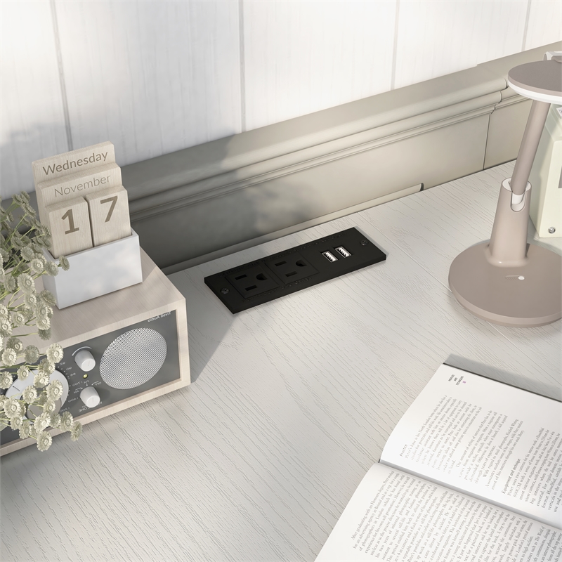 Furniture of America Diego L-shaped Wooden Desk in Antique White