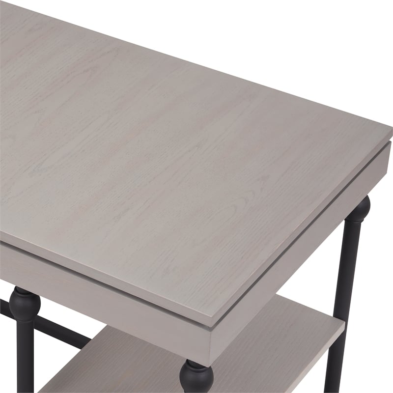 Furniture of America Diego L-shaped Wooden Desk in Antique Gray